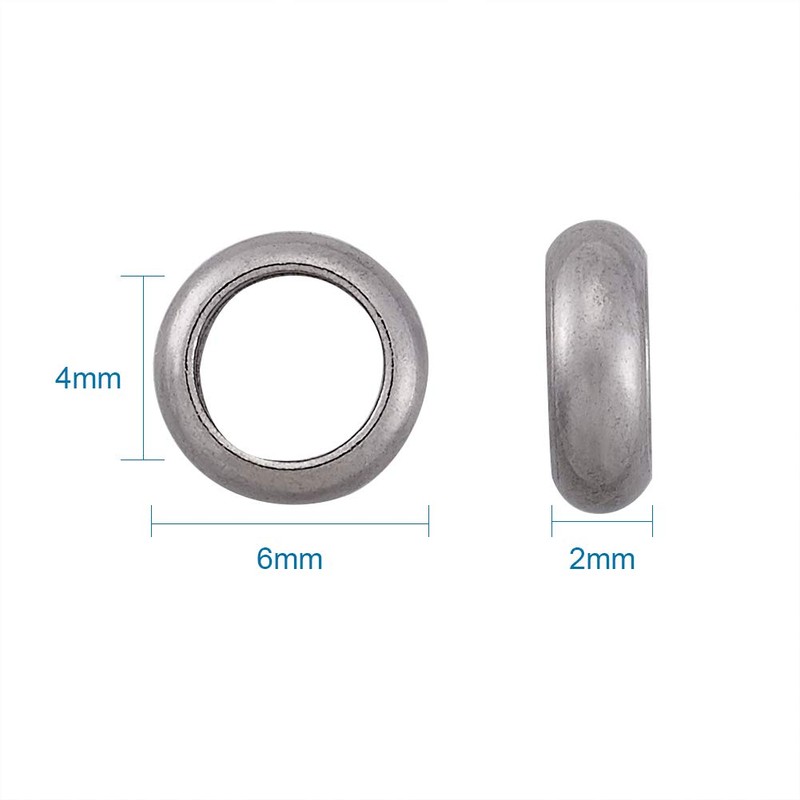 Kissitty - abalorio espaciadoras de acero inoxidable, Stainless Steel Ring-4mm