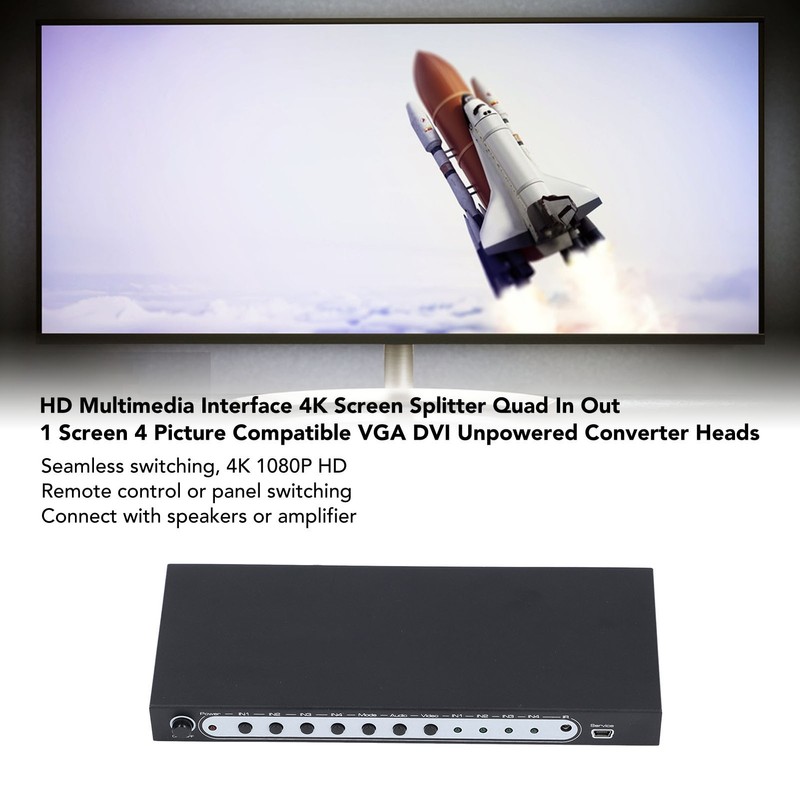 HD Multimedia Interface Quad Multi Viewer Switch 4 in 1