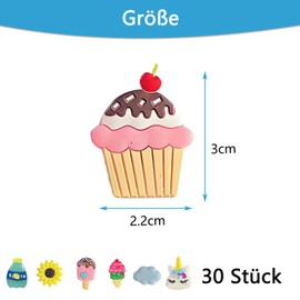 ClcIosis 30 Stück Schuh Zubehör, Anstecker Blumen Schuh Charms Stecker Set, Farbige Fruchtmuster Langlebiges Material Schuhanstecker für Mädchen und Jungen
