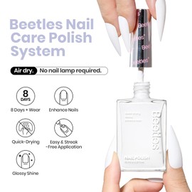 Beetles White Nail Polish-1Pcs 15ml Fast Drying & Long Lasting Nail Polish, White Fantasy Nail Lacquer Art Effect for Nail Salon-Quality Results French Style for Women