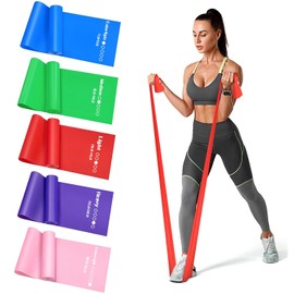 TOCOZOC Bandas de Resistencia Multifuncionales 5pcs, Banda Elástica Resistencia para Yoga TPE, Ligas de Resistencia para Ejercicio para Yoga, Pilates, Gimnasio, Entrenamientos