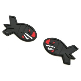 Pair Red Eye Flying Tiger Shark Emblem Custom 3D Badge Fit for Universal Car Truck SUV Side Rear Front Hood Trunk Door (Black)