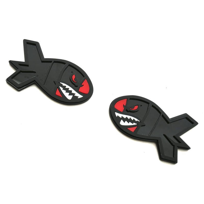 Pair Red Eye Flying Tiger Shark Emblem Custom 3D Badge