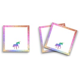 Butler in the Home Sticky Notes 12 Pack 3"x3" 50 Sheet Count Per Pad, Glitter Border Rainbow Unicorn, Cute Funny Memo Note Pads Stationery Journal Planner Paper