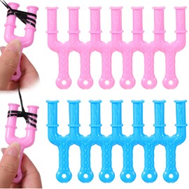 Gjinxi 12PCS Acrylic Model Y Slingshot Loom, Plastic Rubber Band Clips Slingshot Knitting Bands, Jewelry Connector Necklace Bracelet Craft Making Clasp Slingshot Weaving Accessory (Pink & Blue)