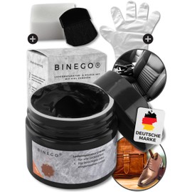Binego® Leather Repair / Leather Care Cream Set (50 ml), for Leather & Faux Leather Repair and Care, Repair Kit for Car Seats, Sofa, Furniture, Shoes, Handbags and More (Black)