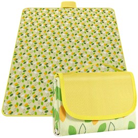 ADRIMER Picnic Blanket 57" x 79", Outdoor Waterproof Picnic Mat, Portable Beach Blanket for Family, Beach, Park, Camping, Hiking, Flying Leaflet