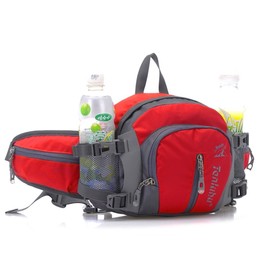 SINOKAL multifunktionale Militärstil Canvas-Pack Gürteltasche Wasser Widerstand Fanny Packungen mit Flaschenhalter für laufen, Wandern, Radfahren, Klettern, Camping Reisen (Rot)