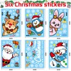 Christmas Window Stickers,6 Sheets Christmas Window Clings,Reusable Double Sided Xmas