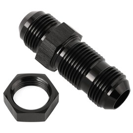 Podavelle 16AN Male Flare Straight Bulkhead Fitting Adapter with 16AN Nut Aluminum Black
