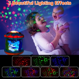 Tsomtto Baby Toys 6 to 12 Months Musical Light Up Tummy Time Toy Ocean Rotating Projector for Infant 3-6 7 8 9 12-18 Month Baby Aquarium Learning Crawling Birthday Gifts for 1 2 3 Year Old Boys Girls