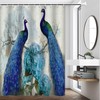 Yadshoti Peacock Shower Curtains Blue Beautiful Bird Flower Plant Watercolor