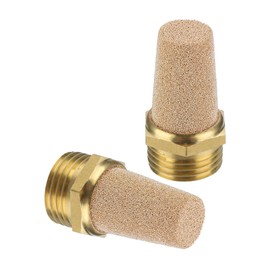 PATIKIL Pneumatic Muffler G 1/2, 2 Pack Sintered Bronze Brass Air Compressor Exhaust Muffler Filters Air Solenoid Valve Muffler Fitting for Automation Pneumatic Equipment, Golden