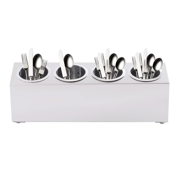 TFCFL Flatware Cylinder Holder,Commercial 4-Hole Stainless Steel Cylinder Flatware Silverware
