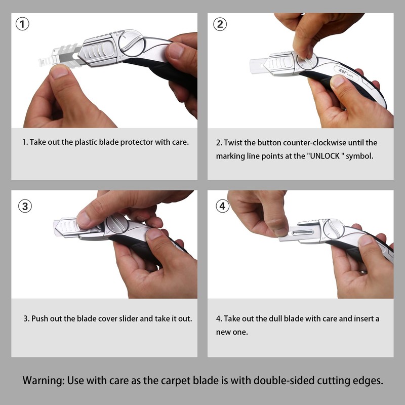 XW Fixed-blade Carpet Knife with Twist-lock, Heavy Duty Flooring Knife