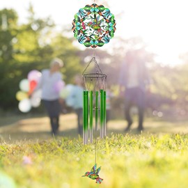 TFANUO Wind Chime Metal Wind Chimes 15 cm Stainless Steel 3D Wind Chime Interior with Laser Cut Kinetic Spinner