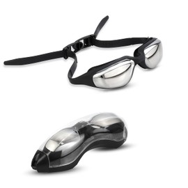 Adult Swimming Goggles for Men and Women – Swim Goggles with UV Protection, Antifog, Leakproof & Quick Adjust Quick Release System – Competitive Swim Goggles with Case (Black)