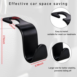 KANDUJIMU 4 Pack Car Seat Headrest Hook, Stylish Back Seat Hook Holder Organizer for Handbag Purse Clothes Coats Grocery Bags, Universal Vehicle Interior Accessories for Most Cars (Black)