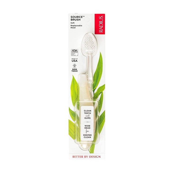 RADIUS Toothbrush Source Floss Brush BPA Free & ADA Accepted Improve Gum Health & Reduce Gum Issues - Soft - Cornstarch - Pack of 1