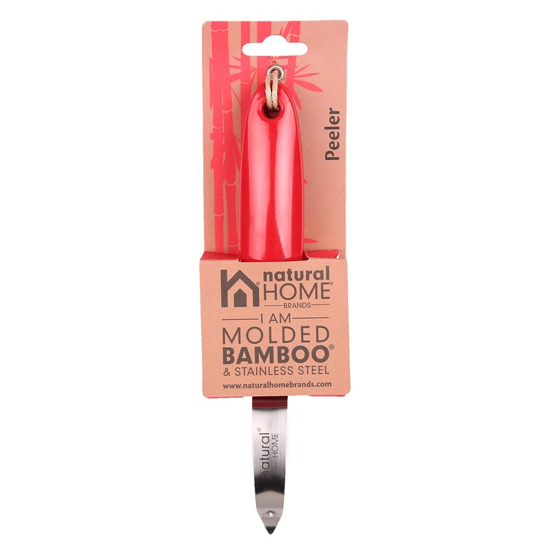Natural Home Molded Bamboo & Stainless Steel Peeler, Cherry Red