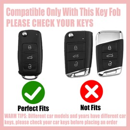 Rayslesan Sparkly Key Fob Cover with Cherry Keychain, Bling TPU Smart Key Case for Women, Compatible with VW Tiguan Passat (B7) Polo MK5 Touran Jetta (MK1-MK6) Beetle Scirocco (3-Button, Gold Red)