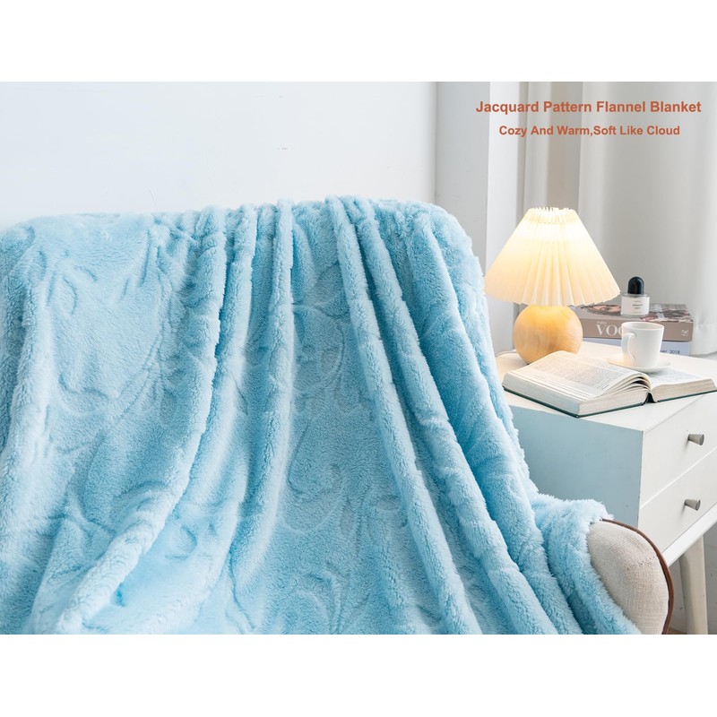 DuShow Flannel Fleece Throw Blanket Single Size,Soft Jacquard Fluffy Velvet