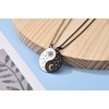 PiercingJak 2pcs Yin Yang BFF Couple Pendant Necklace Round Black