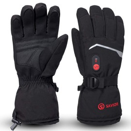 SAVIOR HEAT Heated Gloves, Unisex Rechargeable Battery Powered Electric Heating Glove for Winter Outdoor (Black S66B, XX-Large)