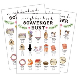 Scavenger Hunt Game, Neighborhood Scavenger Hunt for Kids, Garden/Yard/ Park Treasure Hunt Clues Cards, Nature Party Games, Ourdoor Birthday Party Games Supplies Activities for Kids Teens Family(04)