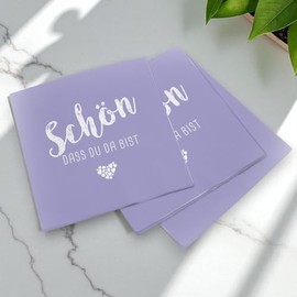 itenga Serviettes Schön dass du da bist 30 x 30 cm 3-Ply Pack of 20 for Communion Confirmation Wedding Christening and Other Celebrations (Purple/Lilac)