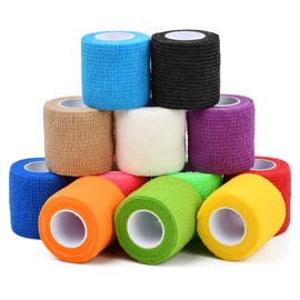 12 Rollos Vendaje Deportivo Autoadhesivo, Cinta Cohesiva Elástica de 5cm x 4.5m, Venda Cohesiva que se Adhiere a Sí Misma sin Necesidad de Alfileres, 
