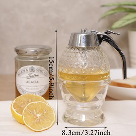 Honey Dispenser, Syrup Dispenser, Oil Dispenser, Squeeze Bottle, 1 Piece, Portable Acrylic Honey Jar Container, Honey, Multi-Purpose Kitchen Spice Bottle, Dustproof Vinegar Oil Bottle for Cooking