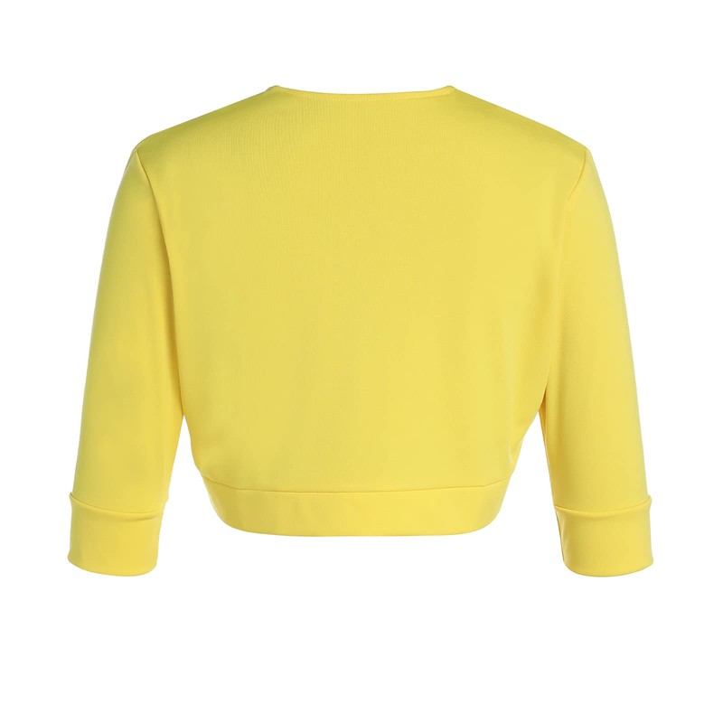 Womens 3/4 Sleeve Cropped Bolero Open Front Short Shrugs for