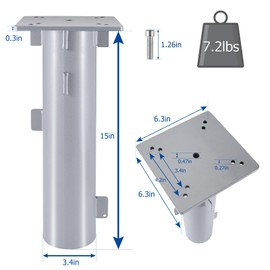 SLIIMU In-ground Umbrella Base, Stand Umbrella Holder, Universal Umbrella Ground Anchor, Patio Umbrella Base In Ground for Offset Cantilever Patio Umbrella, Hanging Parasol Holder, Silver