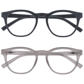 OPULIZE-Paquete de 2 Blu, gafas de lectura con bloqueo de luz azul, gris hielo, juegos de ordenador, antideslumbrantes, para hombre y mujer, BB57C +1,00