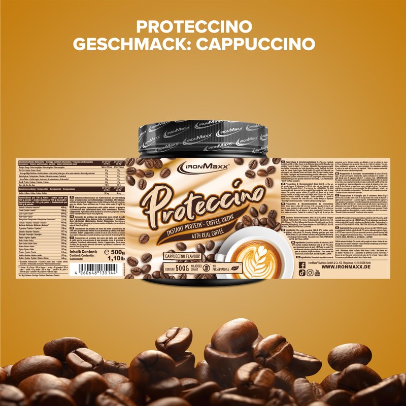 IronMaxx Proteccino Cappuccino 500 g Tin / Protein Coffee with