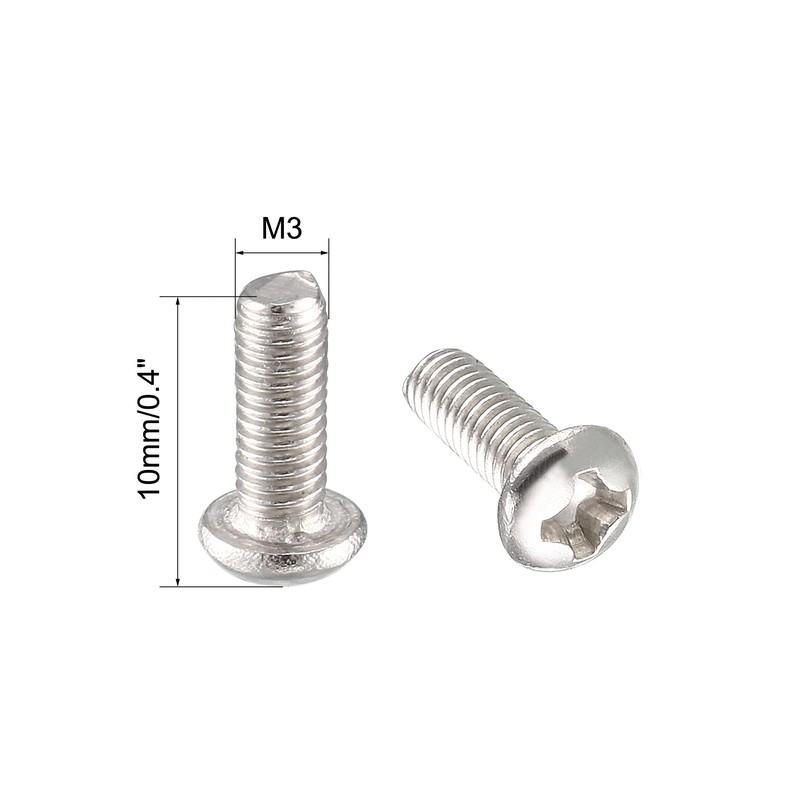 uxcell M3x8mm Stainless Steel Phillips Round Pan Head Machine Screws
