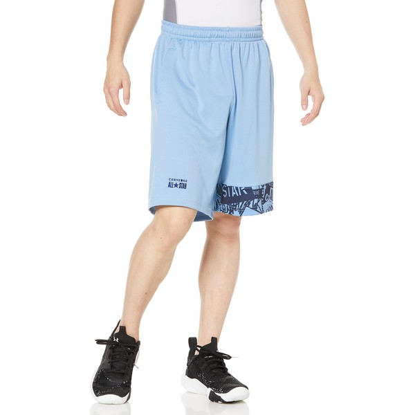 Converse CB221857 Men's Half Pants, Basketball Practice Pants, Pockets, Sweat Absorbent, Quick Drying, smoke blue