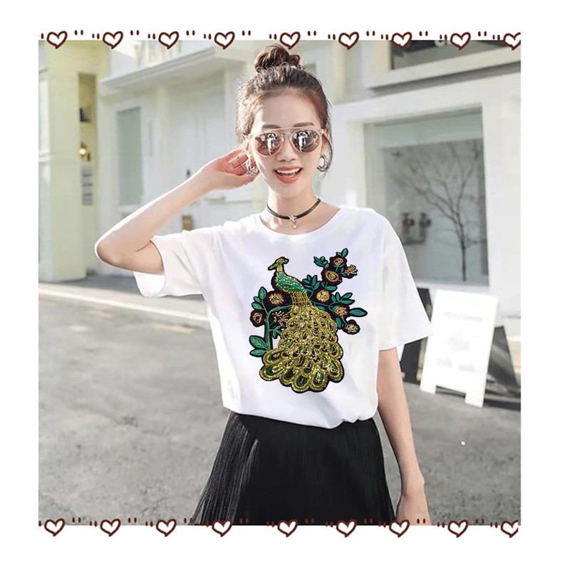 Sequin peacock flower Embroidered Applique Patch for Clothing, DIY Jackets,
