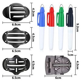 Vevesoas Golf Ball Line Markers 8 Point Portable Putting Trainer Ball Line Marker Easy Line Draw Position Ball Mark Alignment Clip Tool Golf Ball Mark Set (Includes 4 Ball Marks, 4 Markers)
