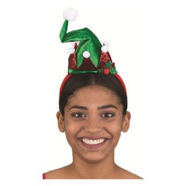 Elf Mini Hat Headband - Green/Red - Christmas - Costume Accessory - Adult Teen