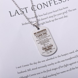 HAMYUTA Daughter Gifts from Mom Mother - Inspirational Dog Tag Pendant Necklace for Daughter to My Daughter Necklaces Jewelry for Daughter Birthday Mothers Day Gifts for Daughter from Mom (white-mom to daughter)