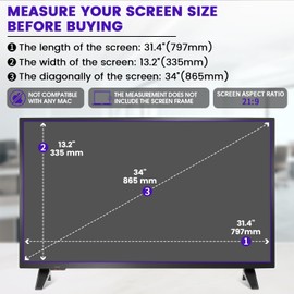 F FORITO 34 Inch 21:9 Anti Blue Light Matte Monitor Screen Protector, Anti Glare Computer Screen Protector for Eyes Compatible with All 34" Widescreen Monitors