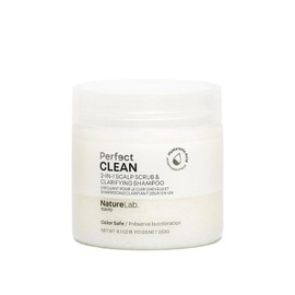 NatureLab.TOKYO Perfect Clean - Champú exfoliante y aclarante para el cuero cabelludo, cristales de azúcar exfoliantes, agua de sake probiótico, ácido hialurónico, limpiador profundo 2 en 1 del cuero