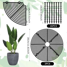 2 Pack Plant Pot Cover, 11.8inch Plant Pot Grid Soil Protectors with 16 Stakes Plant Covers for Indoor Outdoor Gardening Plant Protectors from Animals Keep Cats Squirrels Out of Flower Pots (Black)
