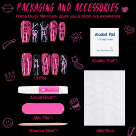 Handmade Nails, 10pcs Handmade Press on Nails,3D Design Hand-painted Nail Art,Reusable Gel Luxury Glue on Fake Nails Kit (KL-9006-S)