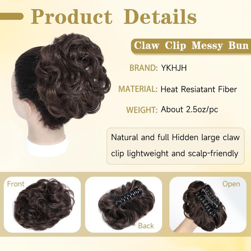 YKHJH Messy Bun Hair Piece Clip-In Ponytail Bun for Women,