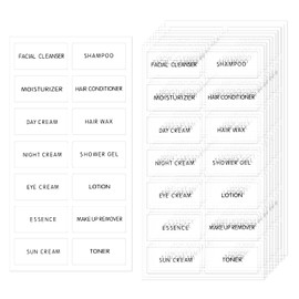 ONLYKXY 280 etiquetas de baño transparentes impermeables para organización de belleza recargables, calcomanías para botellas de cuidado de la piel, etiqueta de subembotellado, champú dispensador de lavado corporal, loción crema tóner etiqueta de maquilla