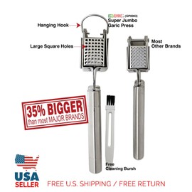 EcoJeannie Super Jumbo EcoJeannie GP0003 Professional XL Garlic Press with Big Square Holes
