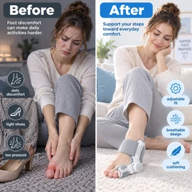 Adjustable Toe Alignment Corrector for Daily Foot Support – Soft Cushioned Design with Breathable Holes for Comfortable Wear